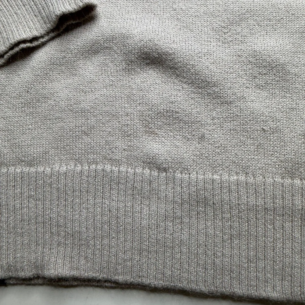 CRIQUET Polo Sweater Oatmeal Baby Alpaca Blend Long Sleeve‎ Men's Size Large